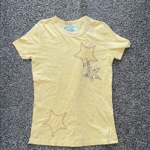 Scrapbook Y2K Junior’s T Shirt Yellow Star Embellishments Size Medium